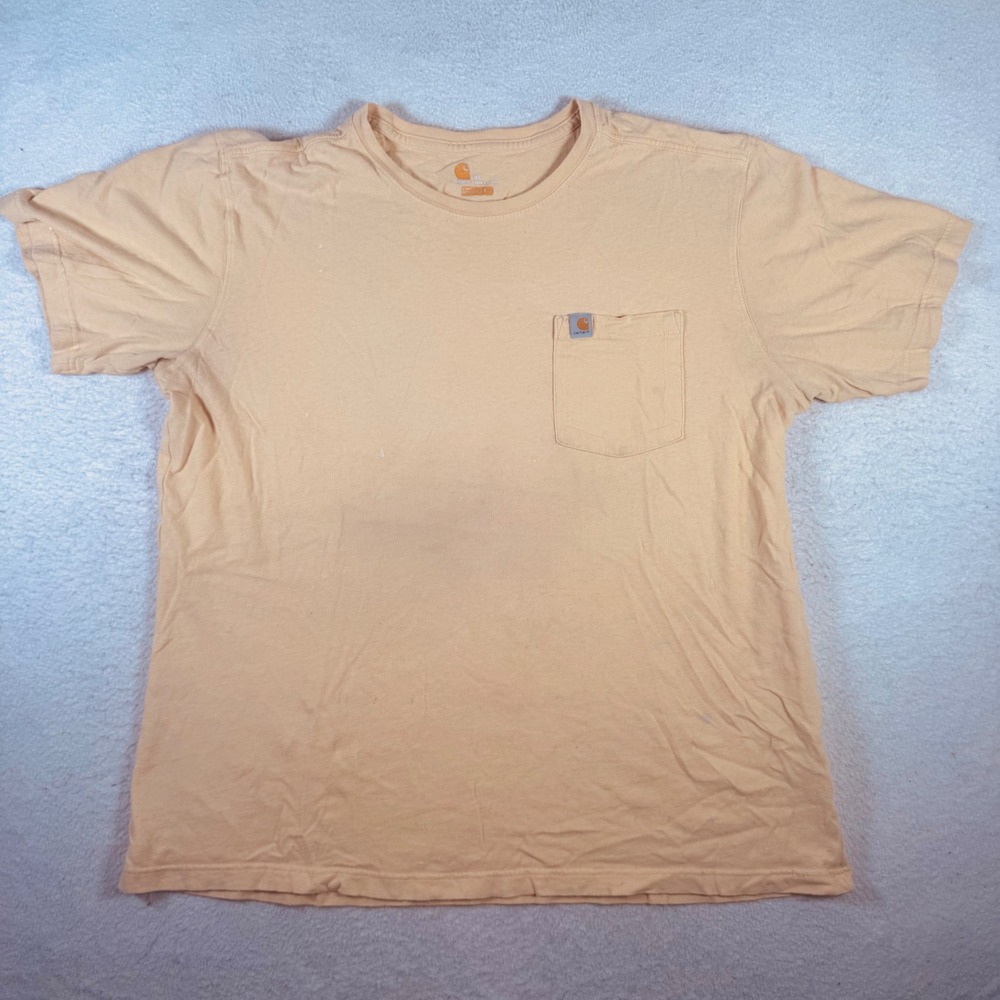 Carhartt Pocket T-Shirt Mens XL Peach Tan Good Relaxed Fit Workwear Tee